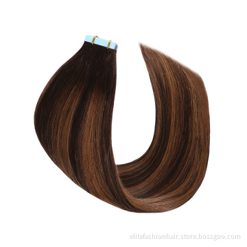 Wholesale Unprocessed double drawn No any split ends Silky straight tape weft human hair tape on hair Tape-in Hair extension